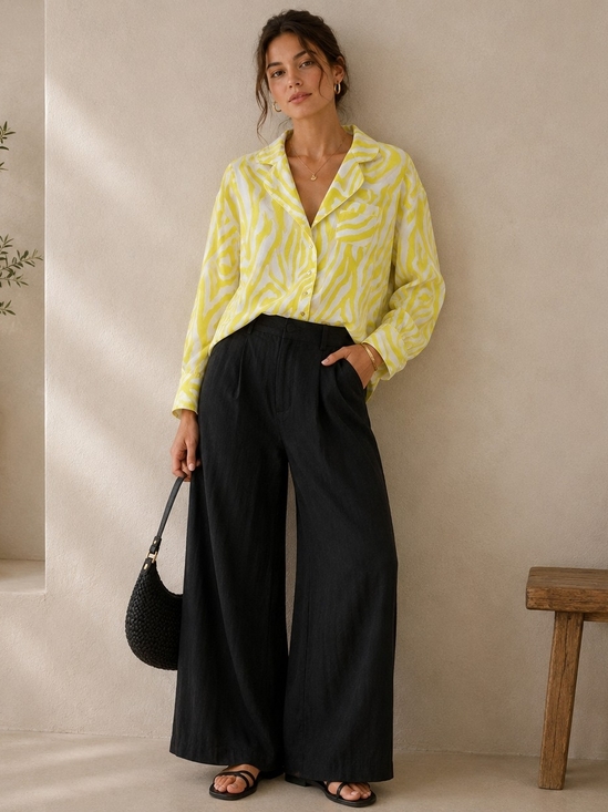 Anthropologie Other - By Anthropologie Zebra Print Flannel Preppy Shirt PJ Top XS Citron Casual Chic